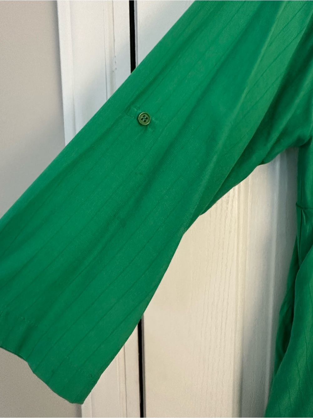 Entro Kelly Green Roll Sleeve Babydoll Shirt Dress Large - Picture 4 of 10